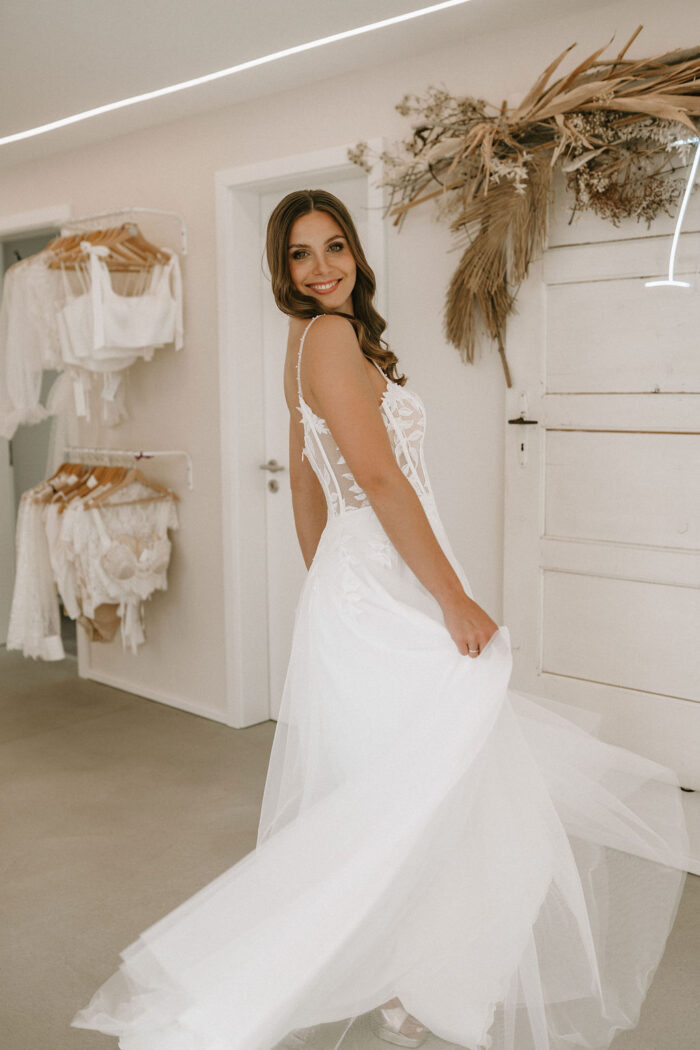 A-Linie, Brautkleid, Glitzer,Schlitz
