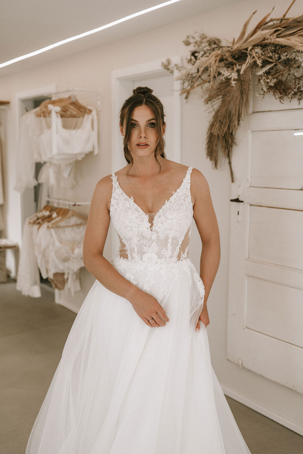 A-linien Brautkleid, Softtüll, Schlitz